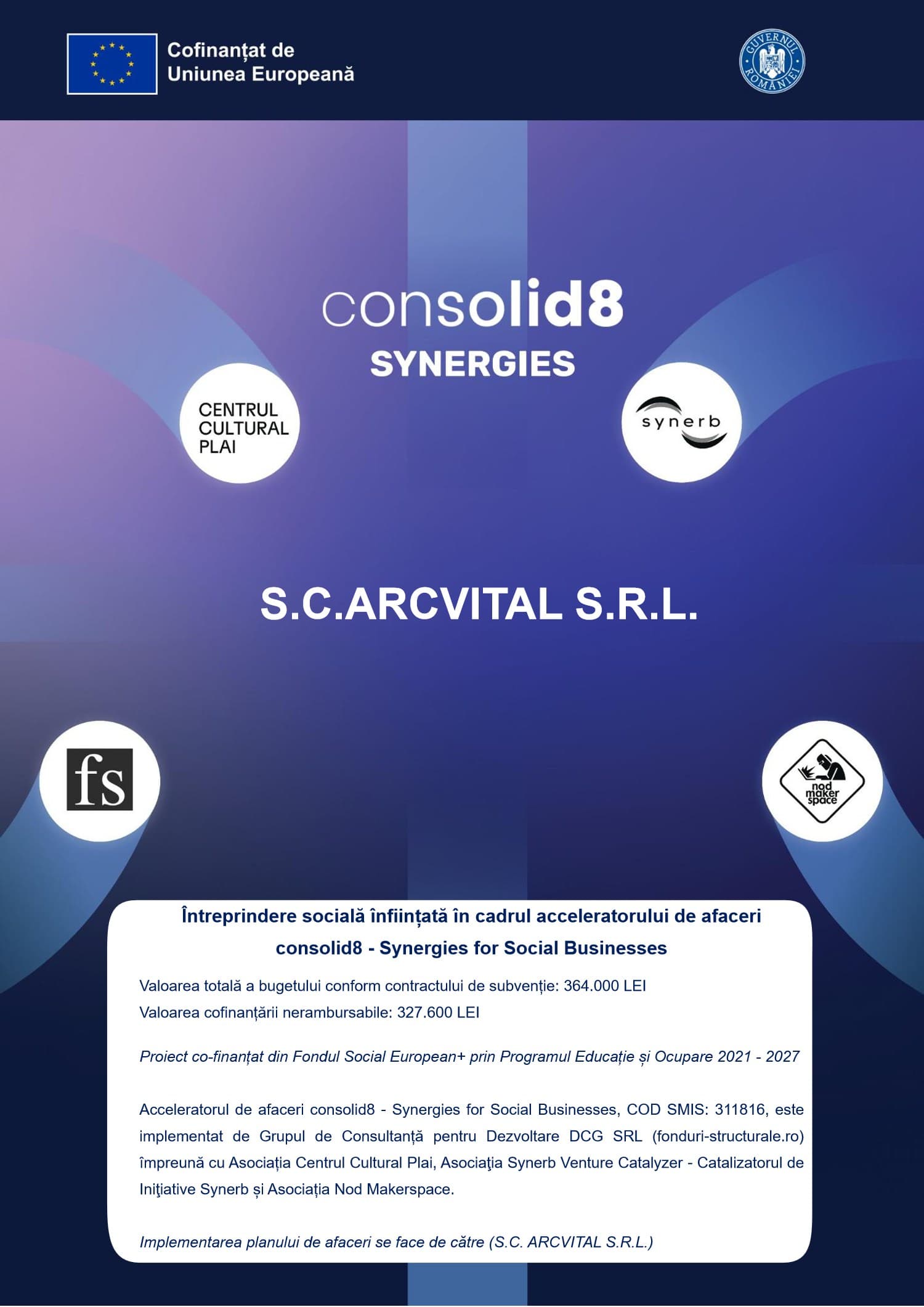 Official consolid8 - Synergies for Social Businesses poster